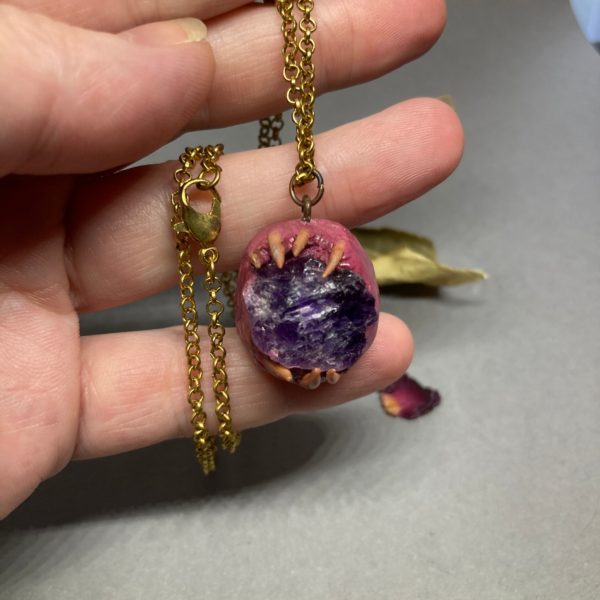 Monster Pendant With Amethyst In Hand