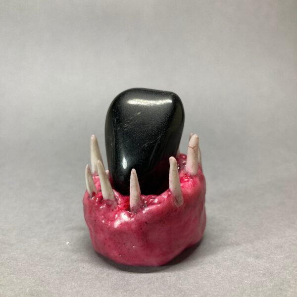 Monster Teeth Thing Crystal Holder Front Obsidian